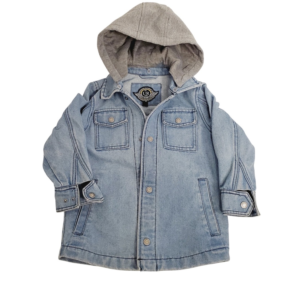 Urban Republic Kids Sz 4T Light Wash Denim Jacket Detachable Hood Blue